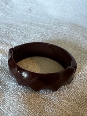 Dark Brown Bakelite Hinged Bracelet